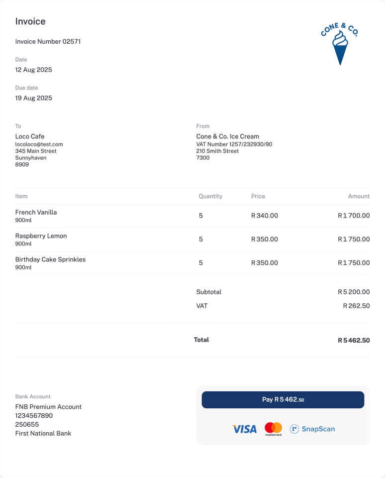 Invoice editor