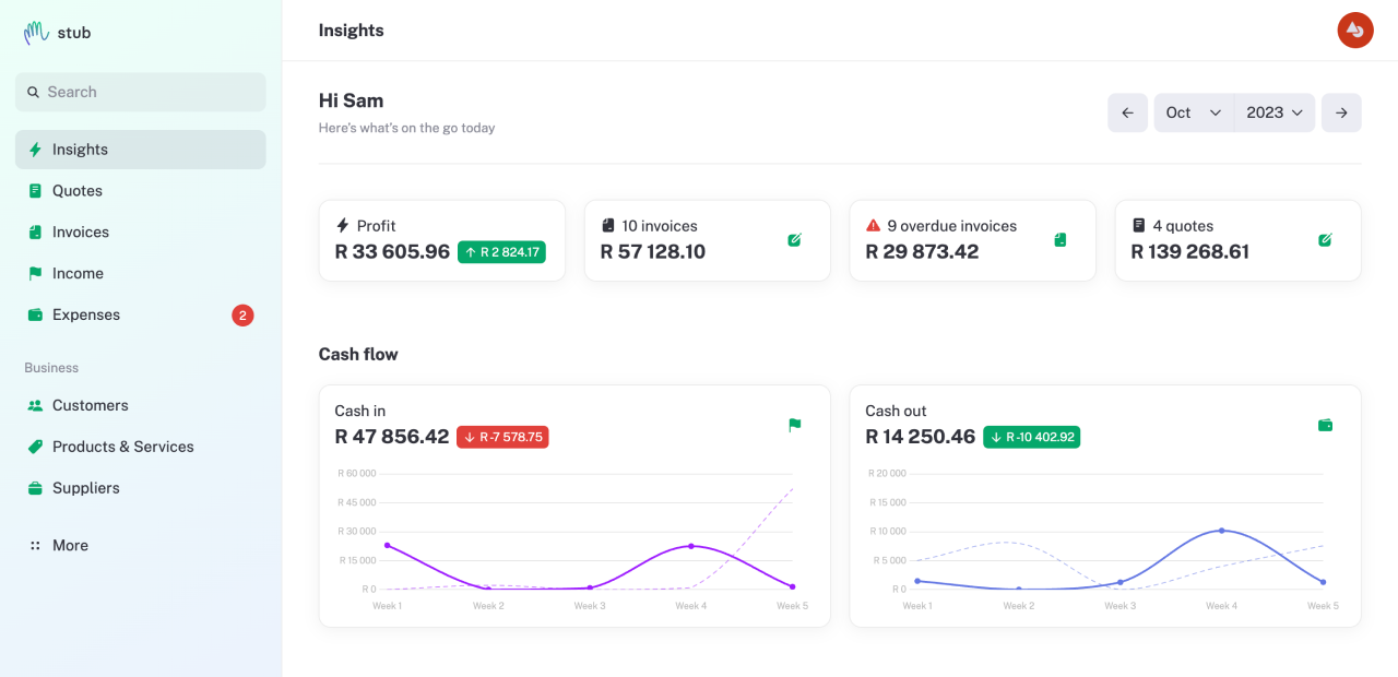 stub insights dashboard preview